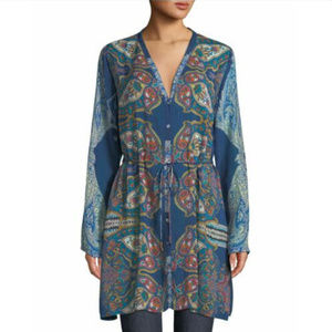 Johnny Was Karmen Paisley Print V Neck Tunic NEW